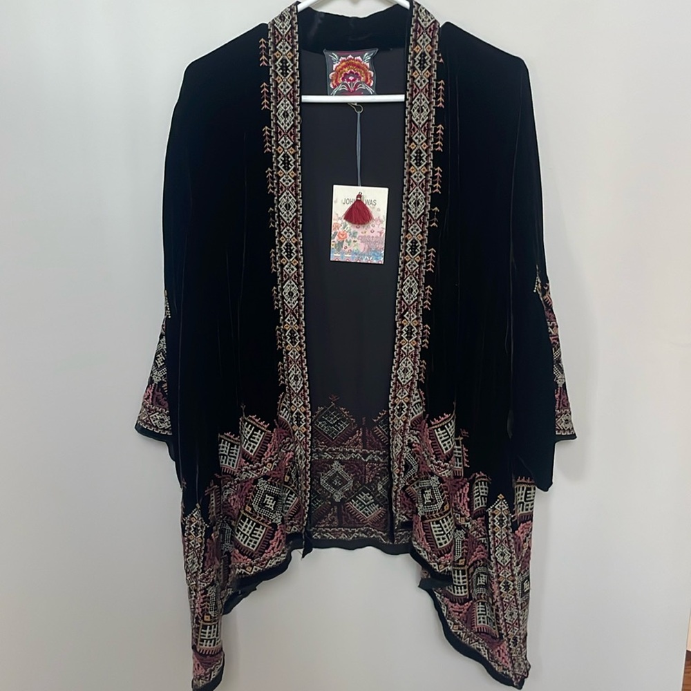 Brand new Johnny Was aspen, velvet draped cardigan